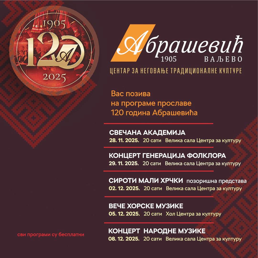 120 godina KUD-a „Abrašević“- Jubilej koji slavi tradiciju, umetnost i Valjevo